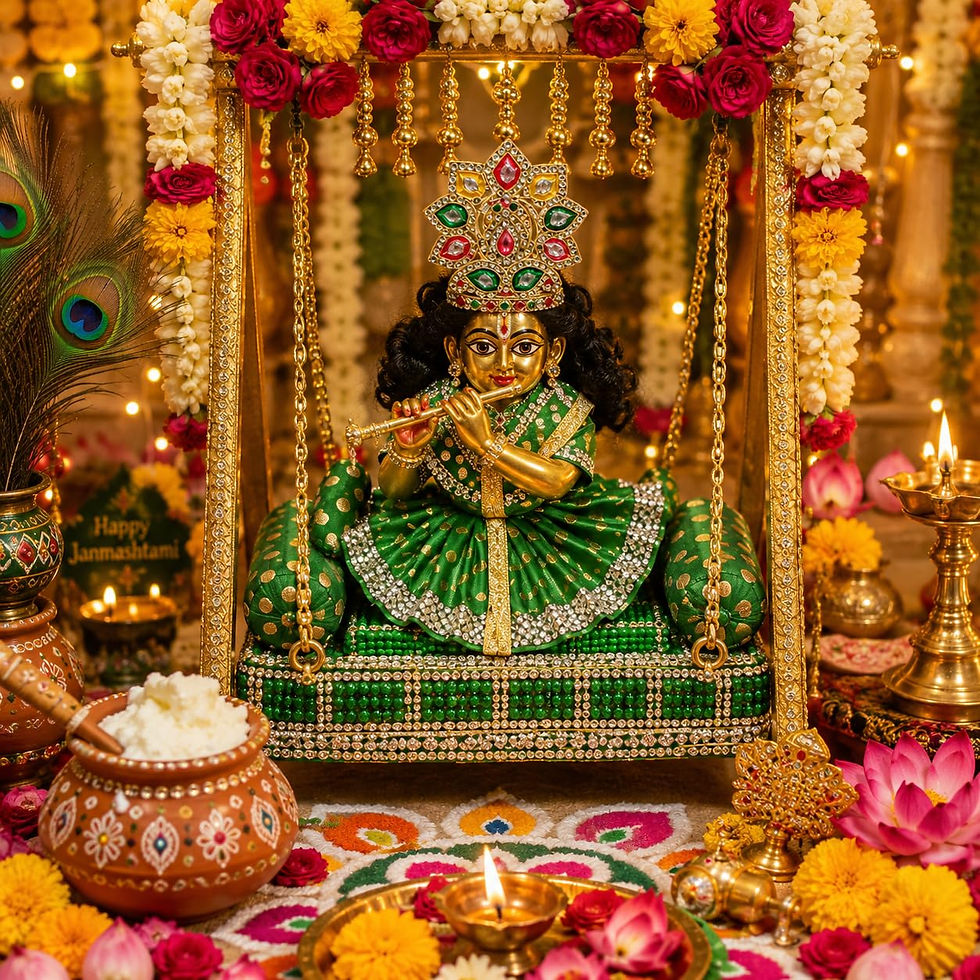 Thumbnail: Beautifully Handmade Laddu Gopal Mukut, Dress & Aasan Set