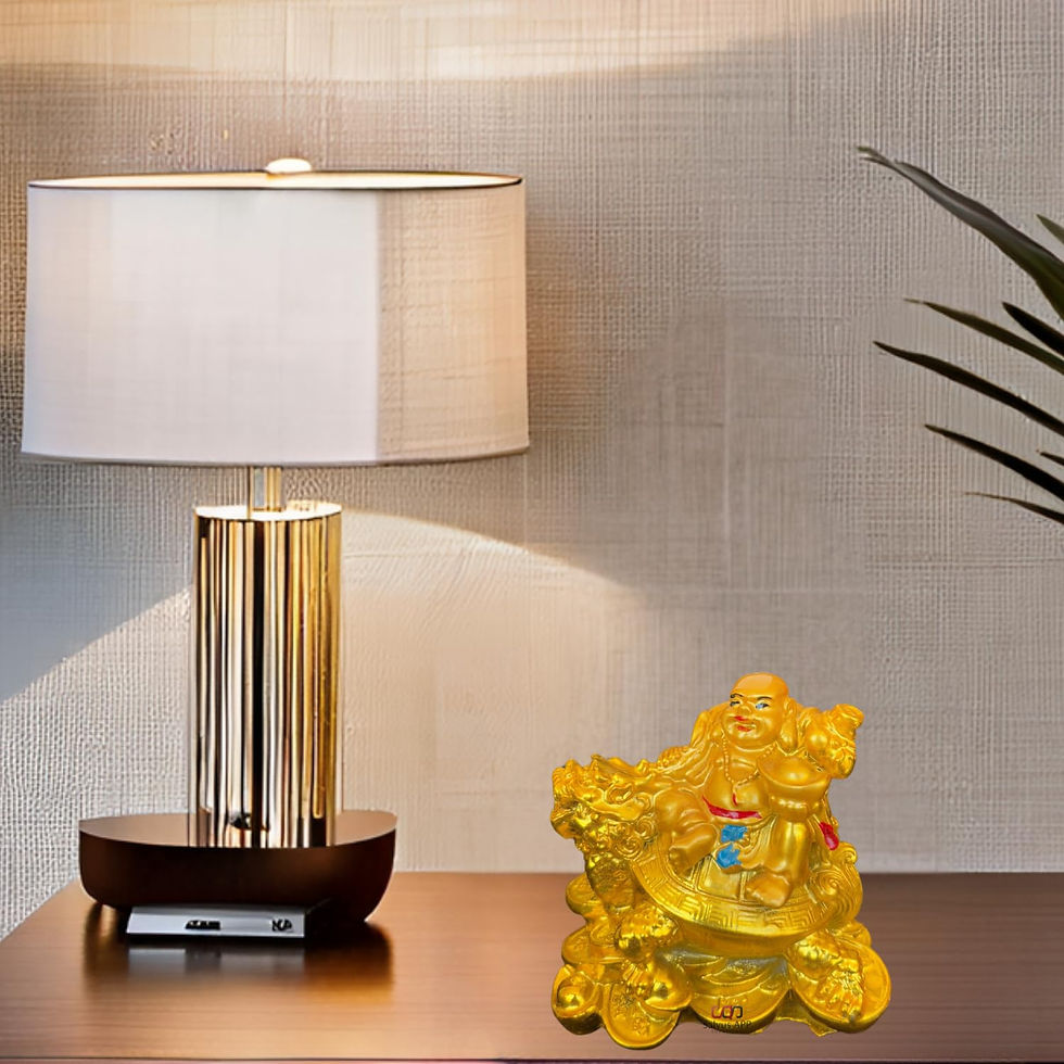Thumbnail: Salvus APP SOLUTIONS Marble Feng Shui Laughing Buddha Statue (Golden, 3X3 Inch)