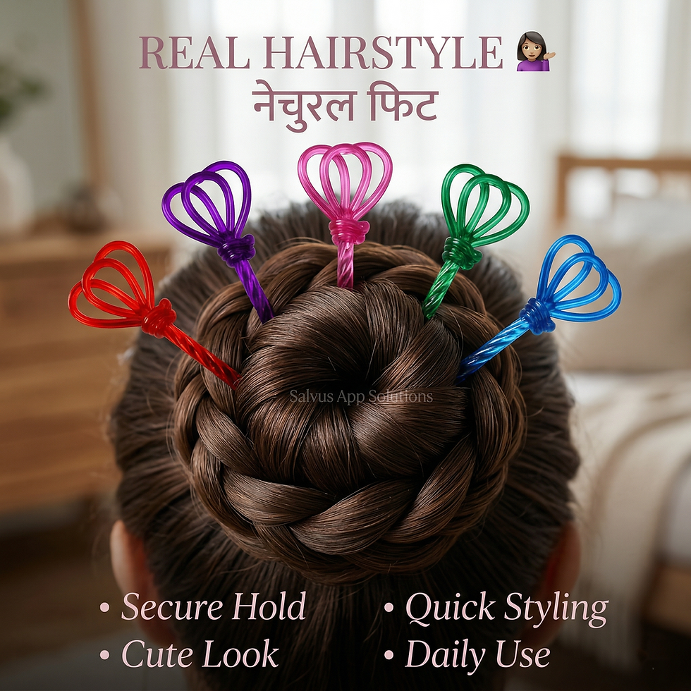 Thumbnail: Salvus App Solutions Multicolor Crown Shape Designed Plastic Hair Stick set-5