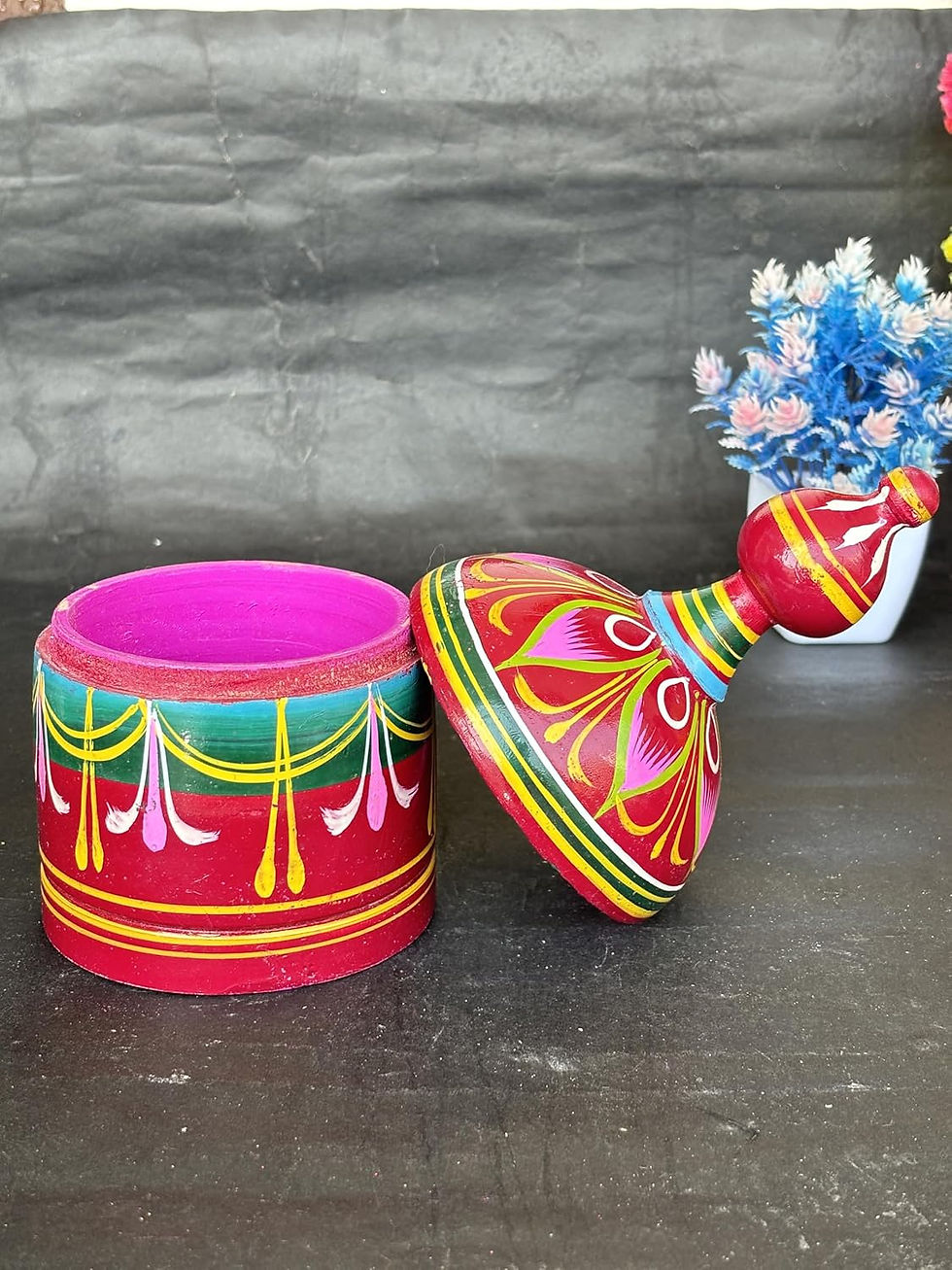 Thumbnail: Salvus APP SOLUTIONS Traditional Wooden Multicolor Big Sindoor Box/Sindur Dani