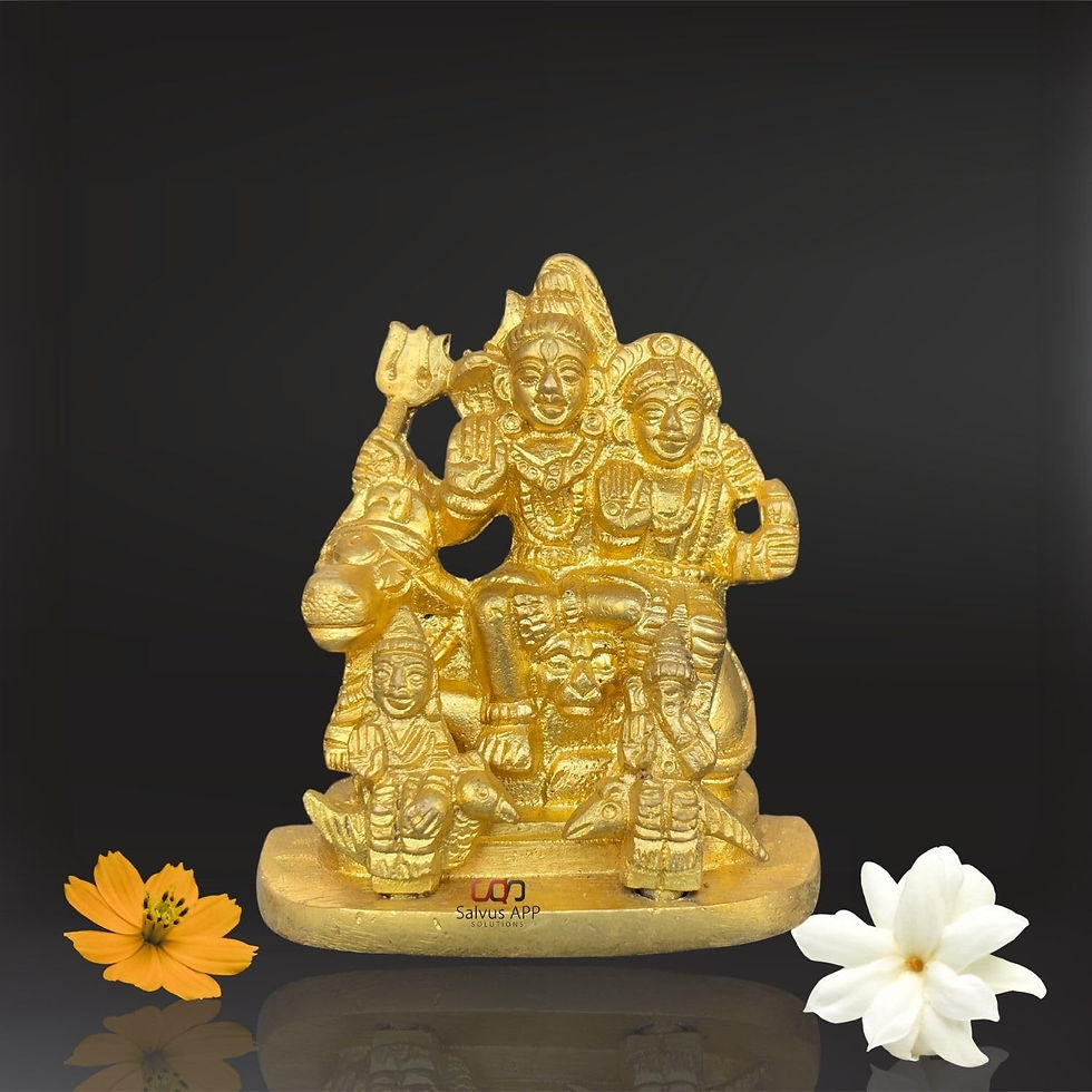 Thumbnail: Salvus APP SOLUTIONS Sacred Brass Murti Set: Shiva Parivar (Golden_2x3 Inch)