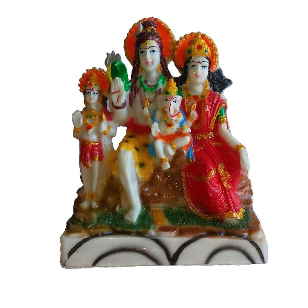 Salvus APP SOLUTIONS Polyresin Shiv Parivar {Shiv Parvati Ganesha} (6 in_Multi)