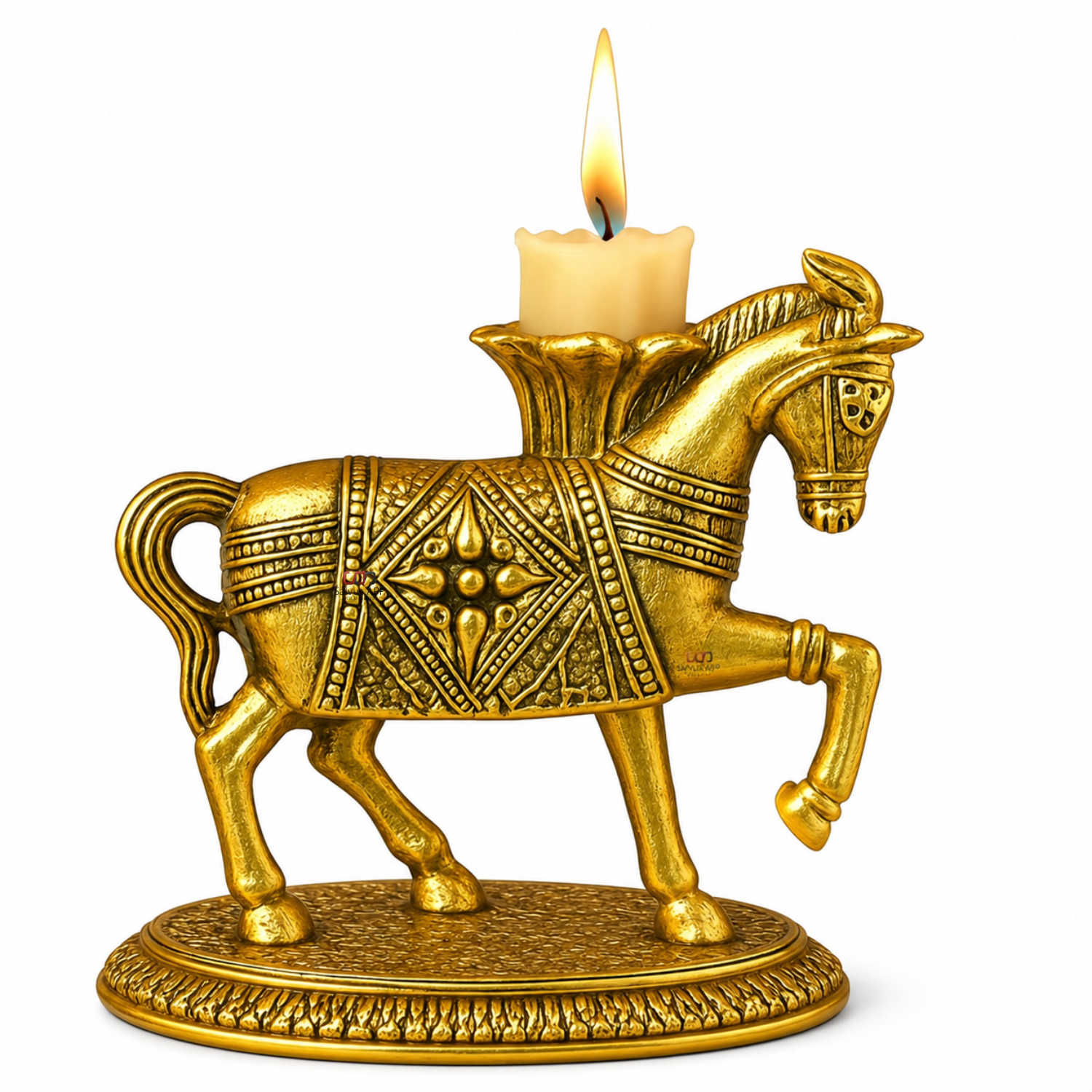 Salvus APP SOLUTIONS Metal Candle Holder Horse, Vaastu Feng Shui (4_inch_Gold)