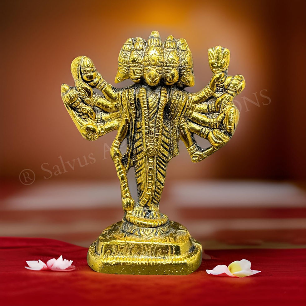 Thumbnail: Salvus App SOLUTIONSHandmade Metal Panchmukhi Lord Hanuman Statue(Gold,3x4 Inch)