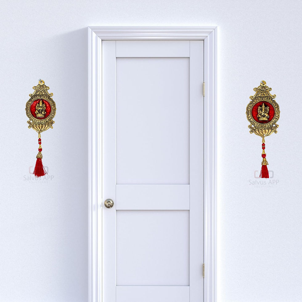 Thumbnail: Salvus APP SOLUTIONS Metal Laxmi-Ganesh Wall Hanging (Multicolor_3x9 inch)