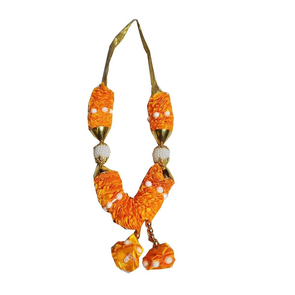 Thumbnail: Salvus APP SOLUTIONS Artificial Orange Moti Balls Garland/Mala for God (8 inch)