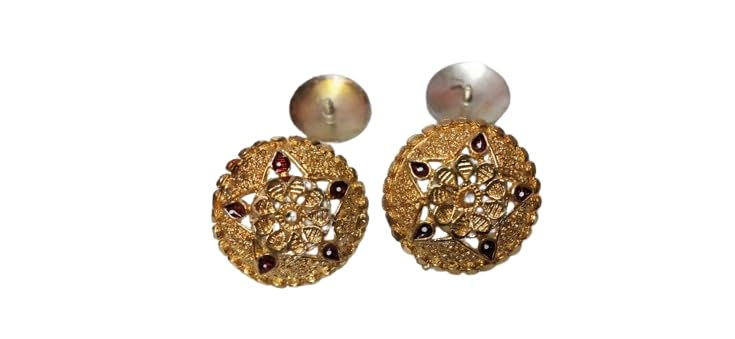 Thumbnail: Salvus APP SOLUTIONS Stylish Small Earrings for Women (Golden_1x1 Inch)