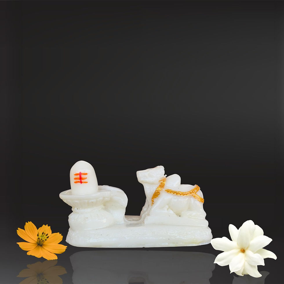 Thumbnail: Salvus APP SOLUTIONS Marble Shivling and Nandi Idol for Home (White_3.5x2 Inch)