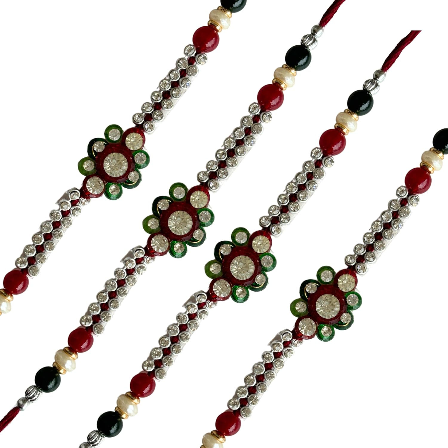 Salvus APP SOLUTIONS Kundan Work Rakhi for Raksha Bandhan (Standard_4 Pc)