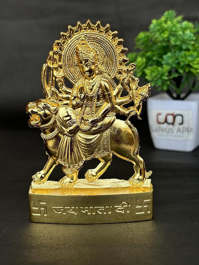 Thumbnail: Salvus App SOLUTIONS Metal Kali Mata Statue for Pooja (Golden_7.5x11 cm)