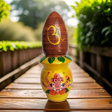Thumbnail: Salvus APP SOLUTIONS Wooden Sindoor Box with Ganesh Print & OM (Red_3x9 Inch)