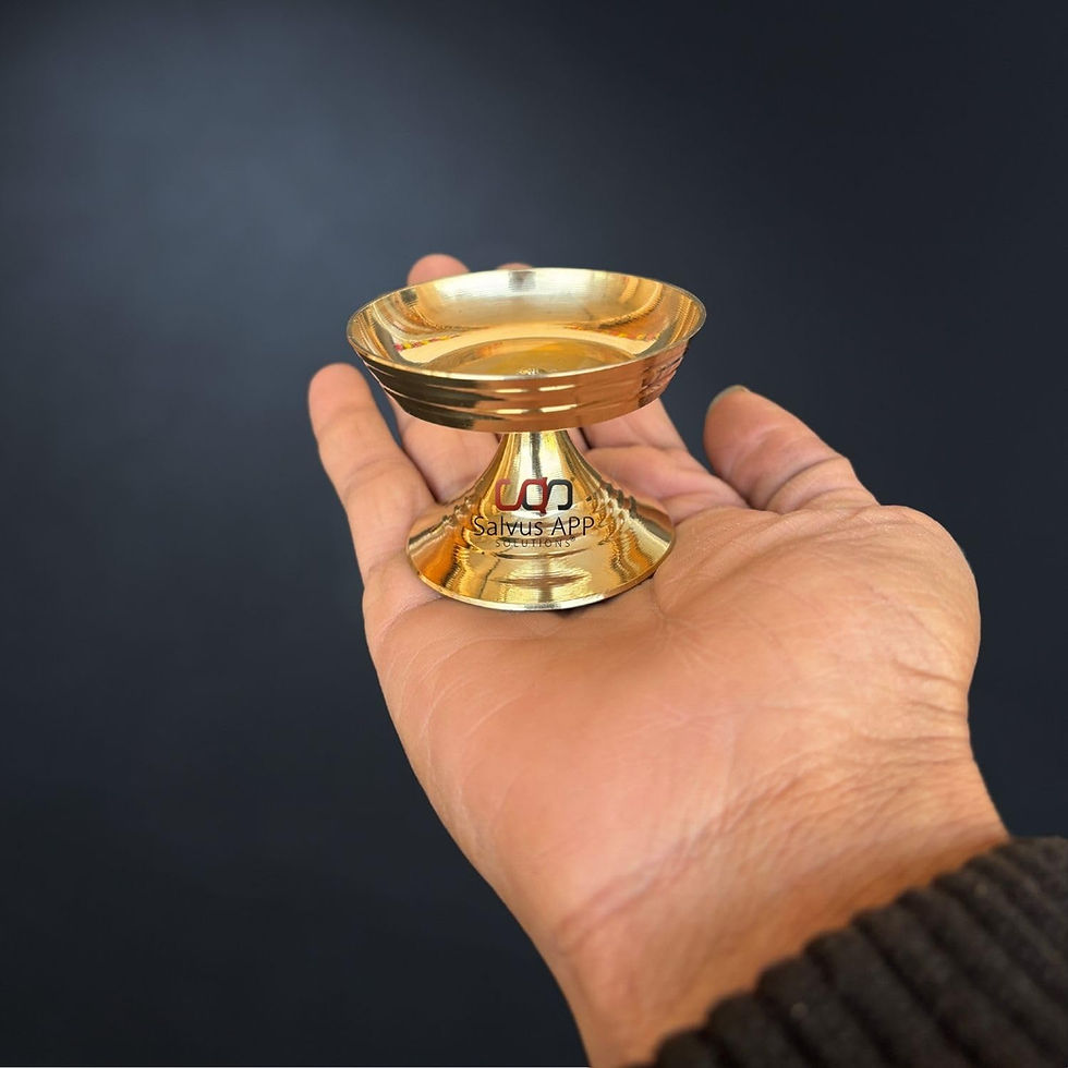 Thumbnail: Salvus App SOLUTIONS Traditional Brass Sthapna Deepak – (2.5x1.8 Inch_Golden)