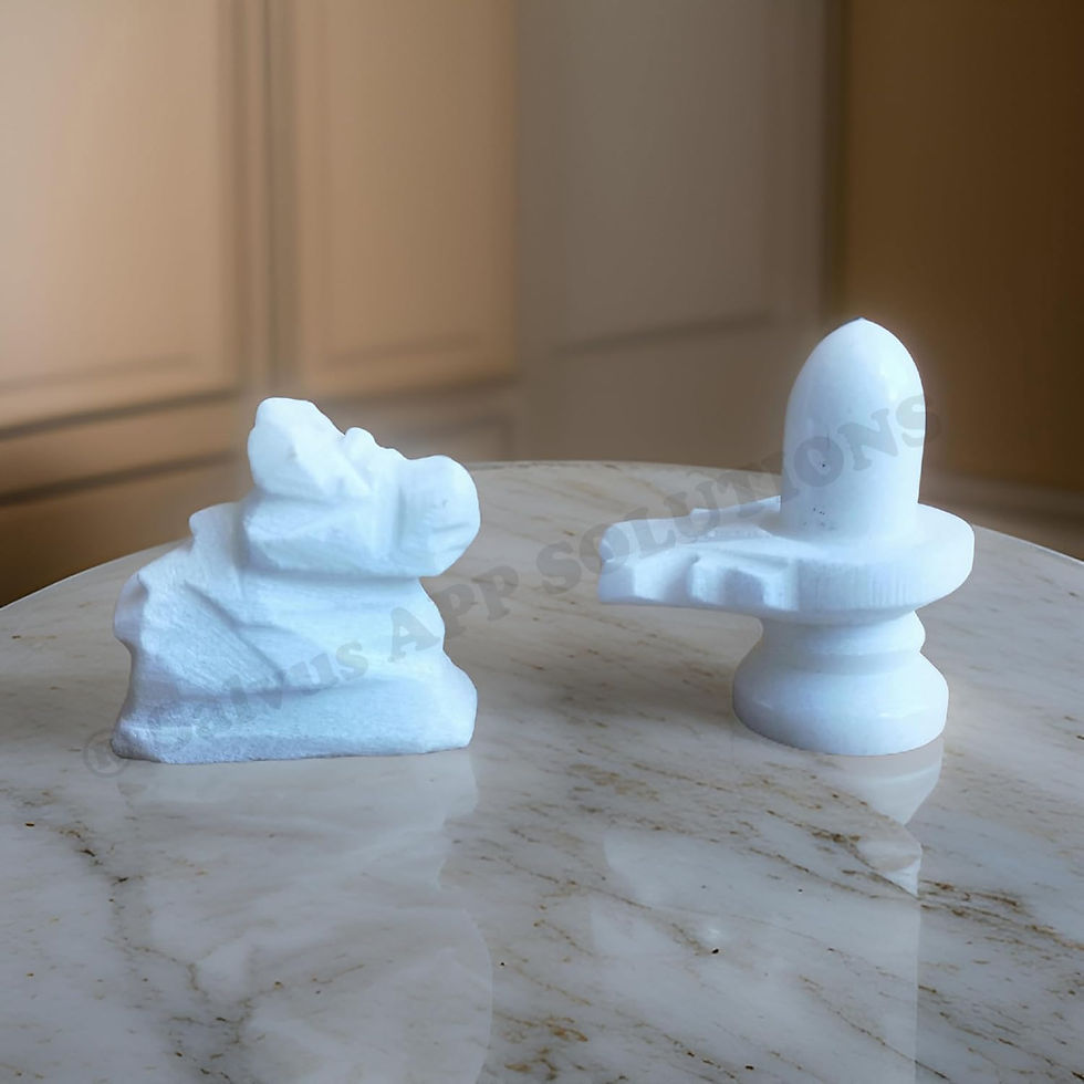 Thumbnail: Salvus APP SOLUTIONS Handmade White Marble Shivling with Nandi Statue for Pooja