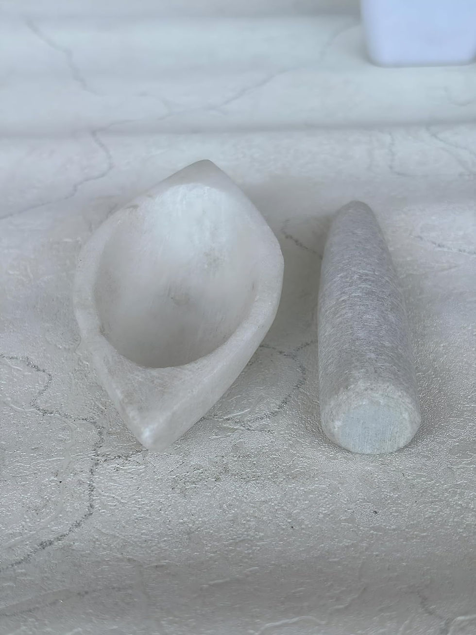 Thumbnail: Marble Handmade White Boat Shape Indian Masher (4.5x1 Inch)