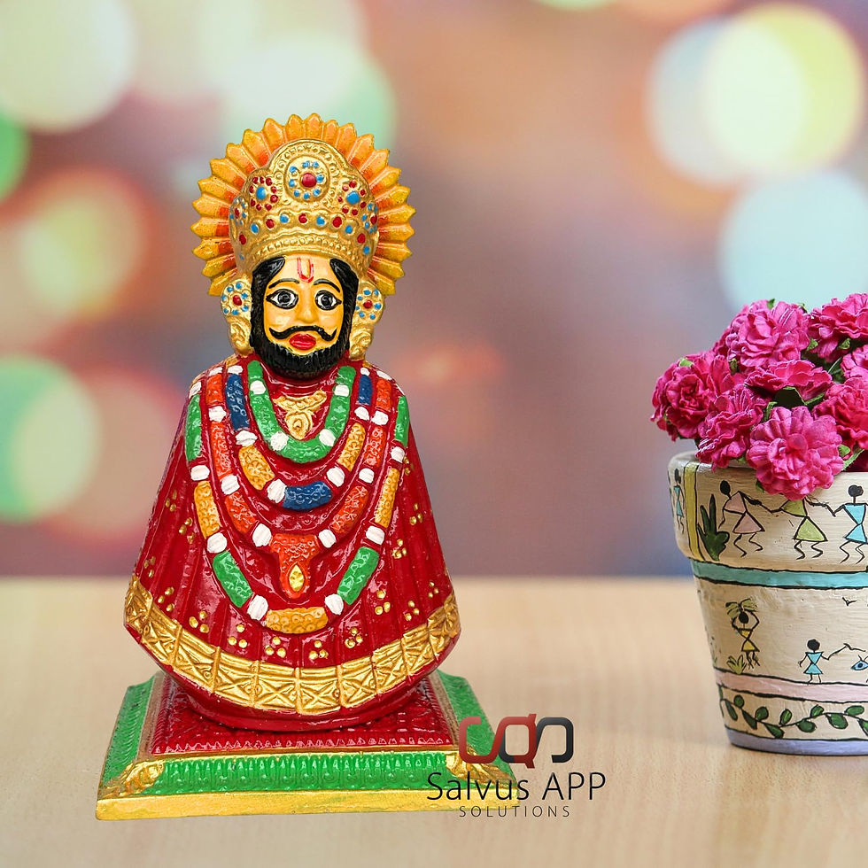 Thumbnail: Salvus APP SOLUTIONS Handmade Metal Lord Khatu Shyam Ji Murti (Red_6.5 Inch)