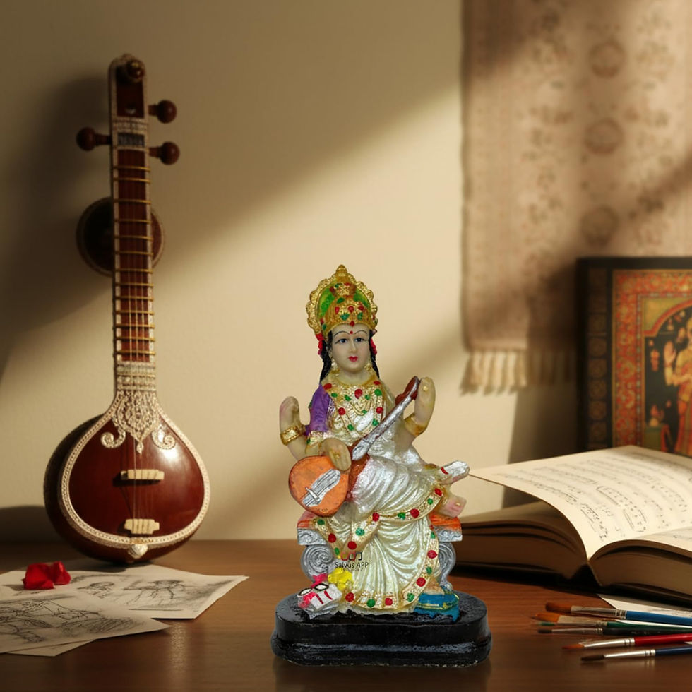 Thumbnail: Salvus APP SOLUTIONS Saraswati ji Idol for true worship (Multicolor_4x8 Inch)