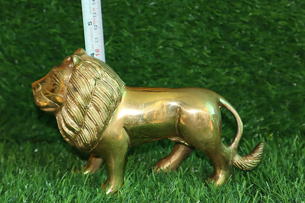 Thumbnail: Salvus APP SOLUTIONS Antique Brass Lion Statue/Showpiece for Decor (4x6.5 inch)