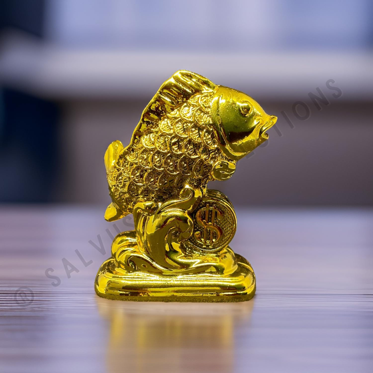 Salvus APP SOLUTIONS Resin Goldfish with Coin for Home Decor (Gold_2x1.5 inch)