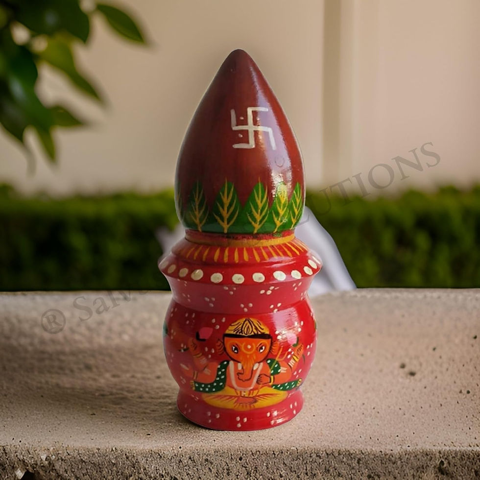 Salvus APP SOLUTIONS Wooden Sindoor Dhani Long Round Ganesh Print (Red_3x8 in)