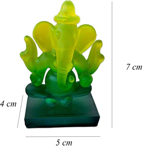 Thumbnail: Salvus APP SOLUTIONS Crystal Double Side Face Lord Ganesha (Yellow & Green)