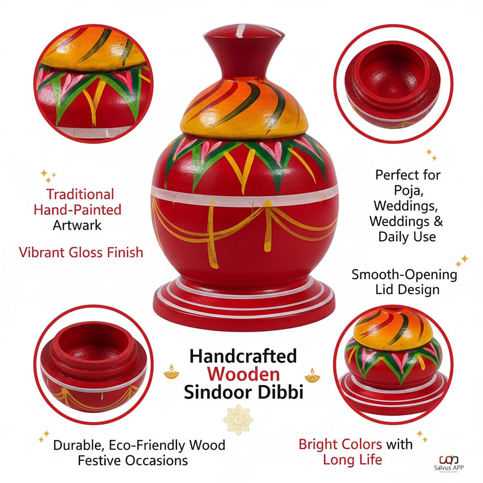 Thumbnail: Salvus APP SOLUTIONS Wooden Round Sindoor Dibbi/Sindoor Box/Dani (2 Pcs)