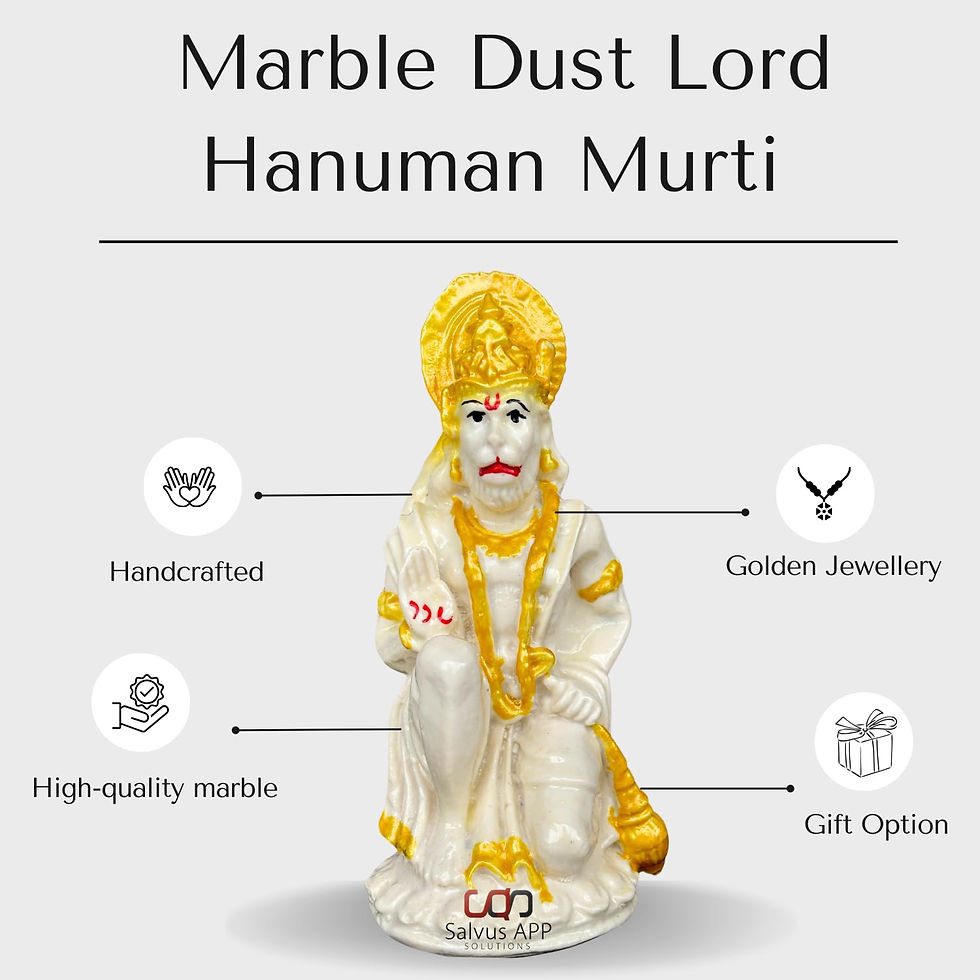 Thumbnail: Marble Dust Lord Hanuman Murti - (White & Golden_2x5 inch)