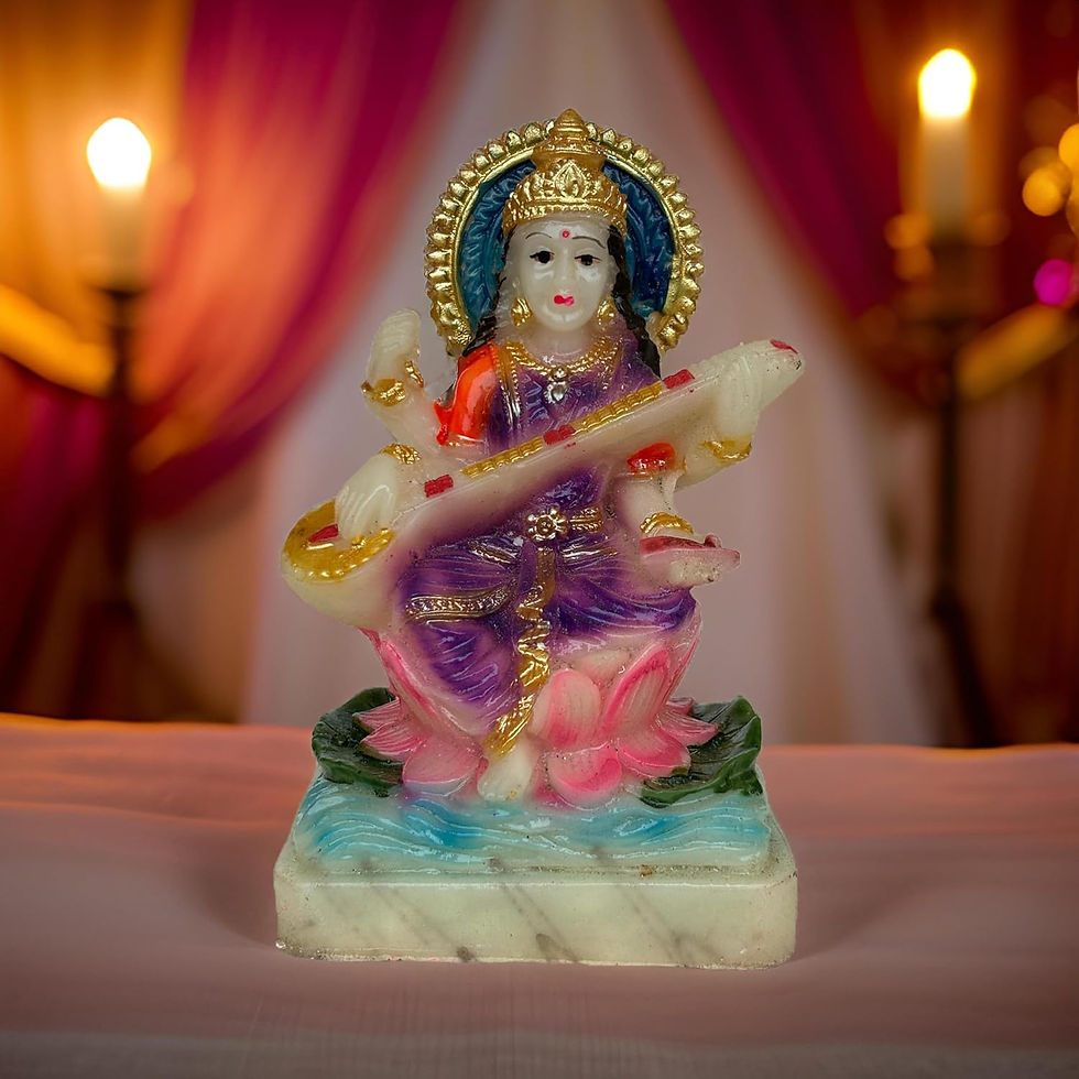 Salvus APP SOLUTIONS Handmade Marble Dust God Maa Saraswati Statue (3.5x5 Inch)