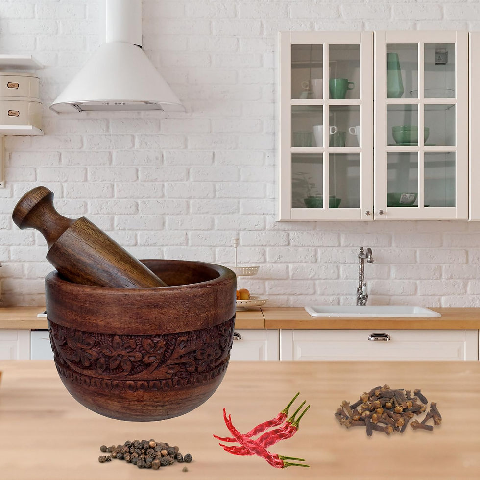 Thumbnail: Salvus App SOLUTIONS Sheesham Wooden & Plastic Masher Set with Crusher(4x3 inch)