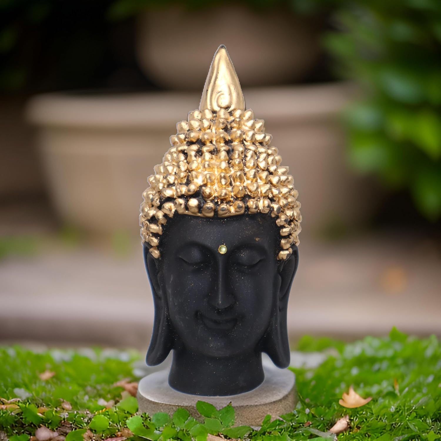 Salvus APP SOLUTIONS Polyresin Lord Buddha Head Statue for Pooja (3x7.5 Inch)