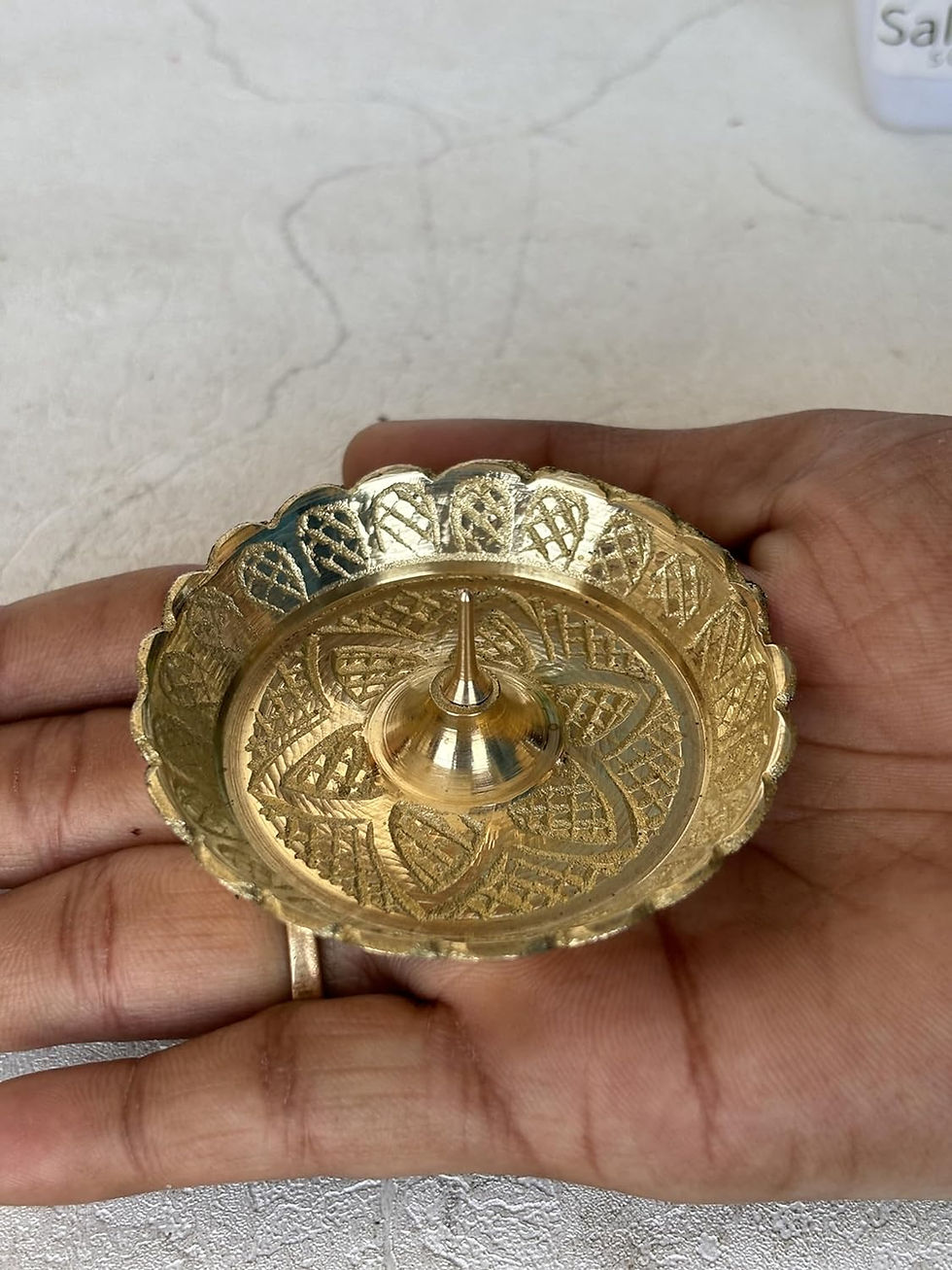 Thumbnail: Salvus APP SOLUTIONS Brass Dhoop Batti Holder for Pooja (Golden_2.5 Inch)