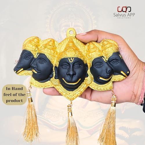 Thumbnail: Salvus App SOLUTIONS Panchmukhi Hanuman Face Wall Decor Showpiece For Home Decor