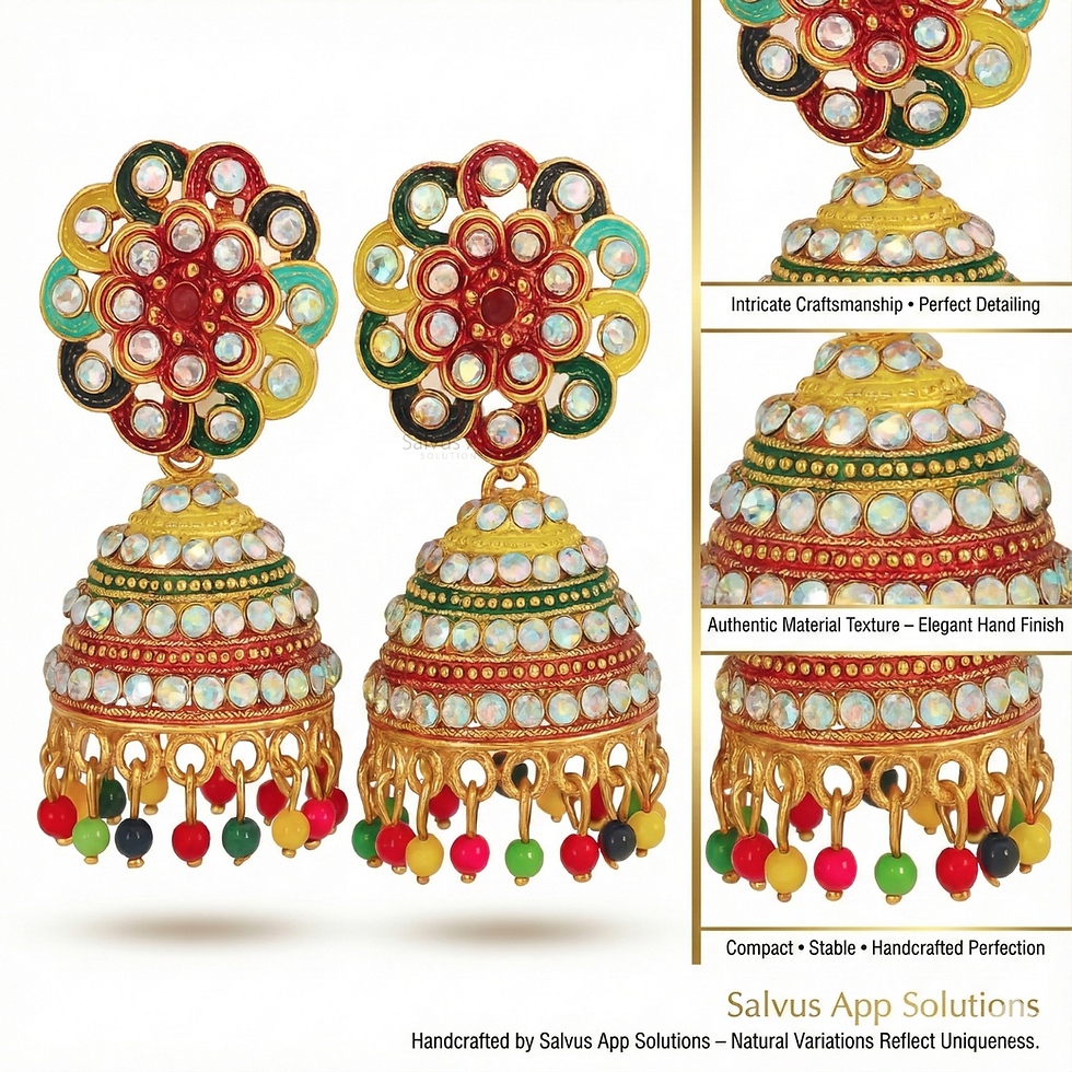 Thumbnail: Salvus APP SOLUTIONS Moti Jhumki Earrings For Women & Girls (Multi_1x2 inch)