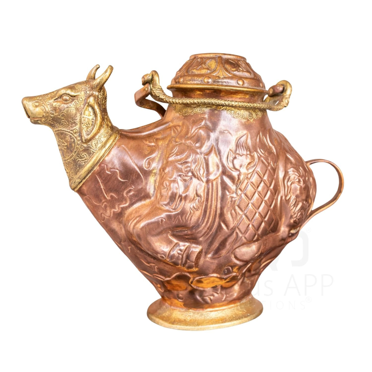 Pure Copper Abhishek Pot with Nandi For Shivling (Brown)