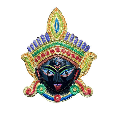 Thumbnail: Salvus APP SOLUTIONS Metal Durga Face Wall Hanging (Black_Multicolor_5.5x7 in)