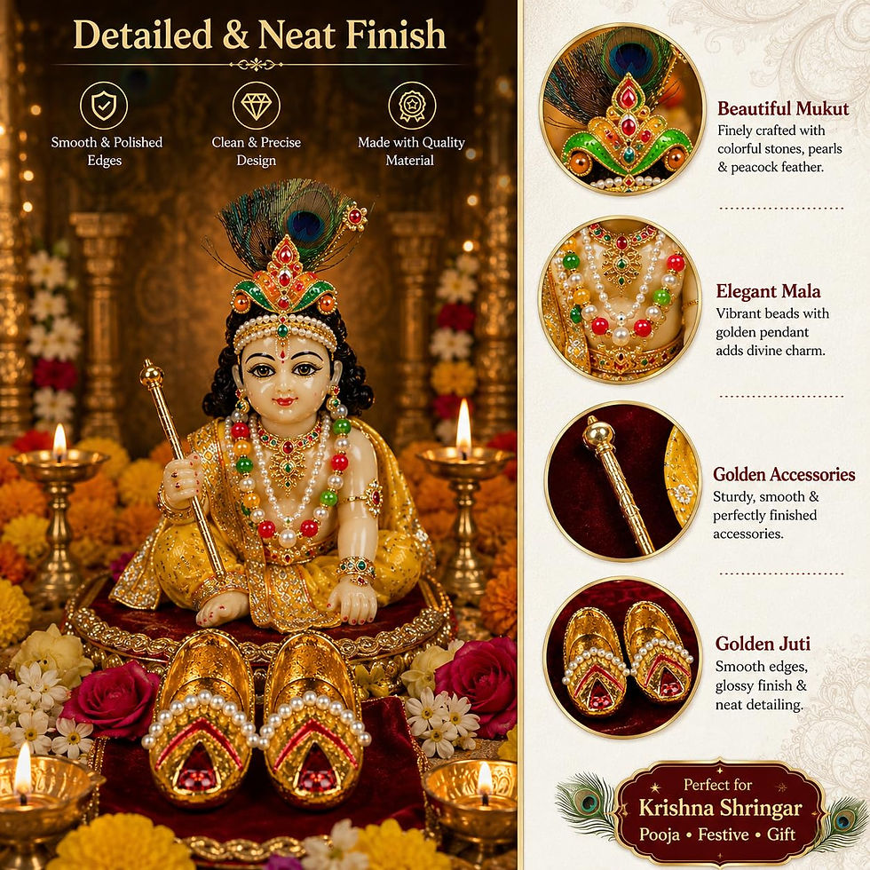 Thumbnail: Multicolor Stone Worked Laddu Gopal Miniature Mojadi