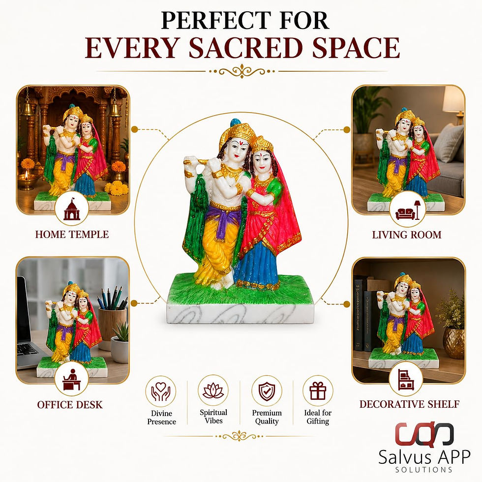 Thumbnail: Salvus APP SOLUTION Multicolor Marble Dust Radha Krishna Murti, Statue(8 Inch)