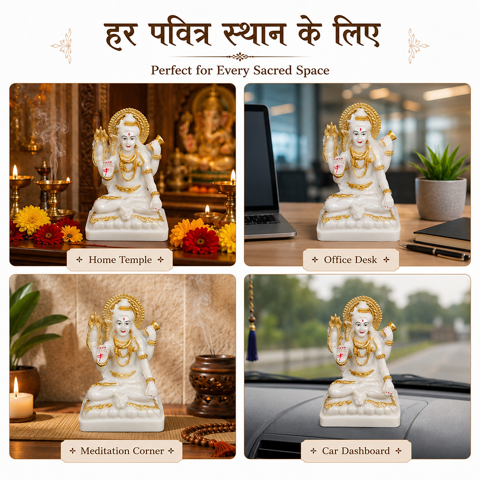 Thumbnail: Marble dust Shiva Idol for Pooja (White & Gold_3.5x3.5 In)