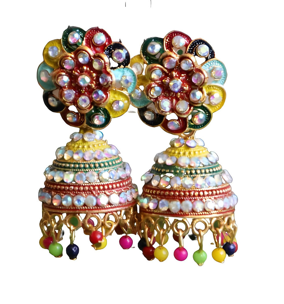 Thumbnail: Salvus APP SOLUTIONS Moti Jhumki Earrings For Women & Girls (Multi_1x2 inch)
