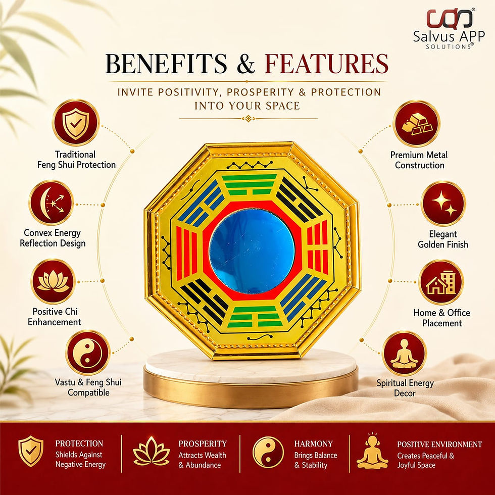 Thumbnail: Metal Vastu Feng Shui Chinese Convex Bagua Mirror