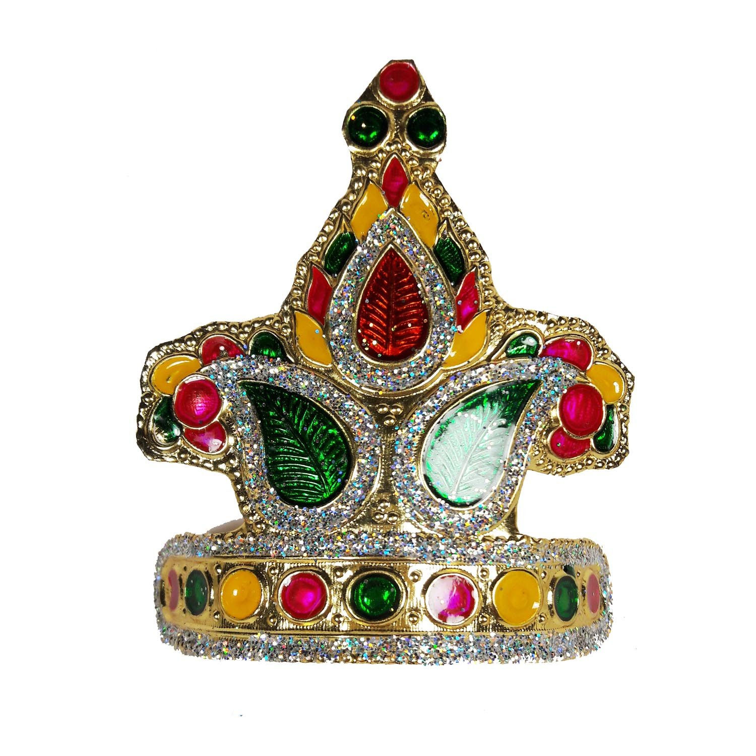 Salvus App SOLUTIONS Multicolor Leaf Mukut for laddu Gopal, Size- -3.5 Inches