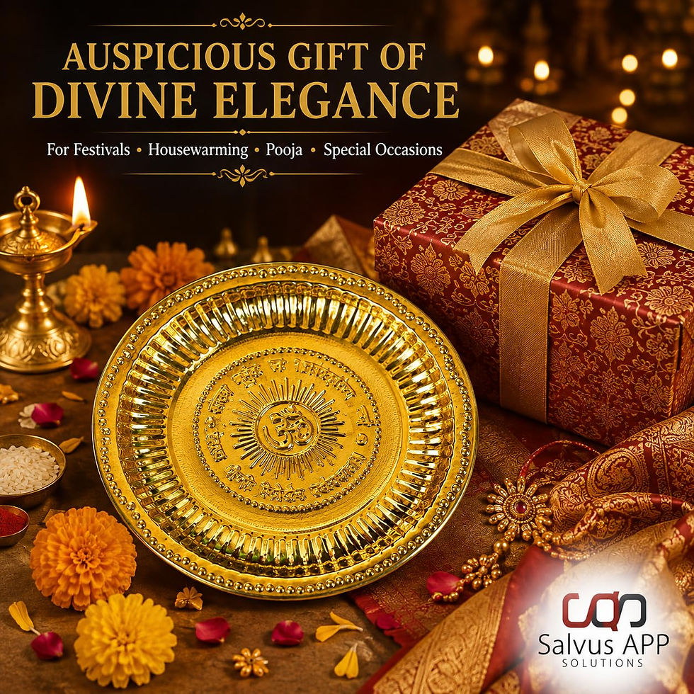 Thumbnail: Designer Brass Golden Om Thali for Pooja (7 Inch)