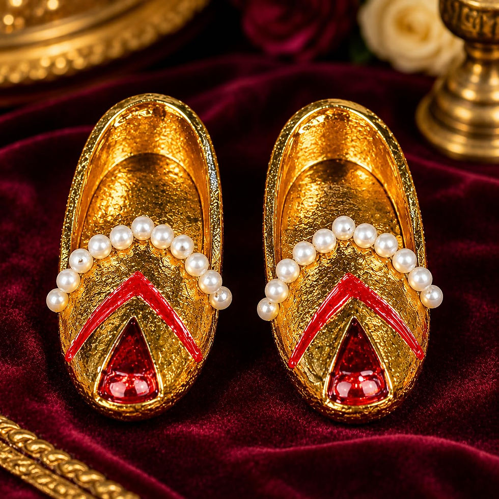 Thumbnail: Multicolor Stone Worked Laddu Gopal Miniature Mojadi