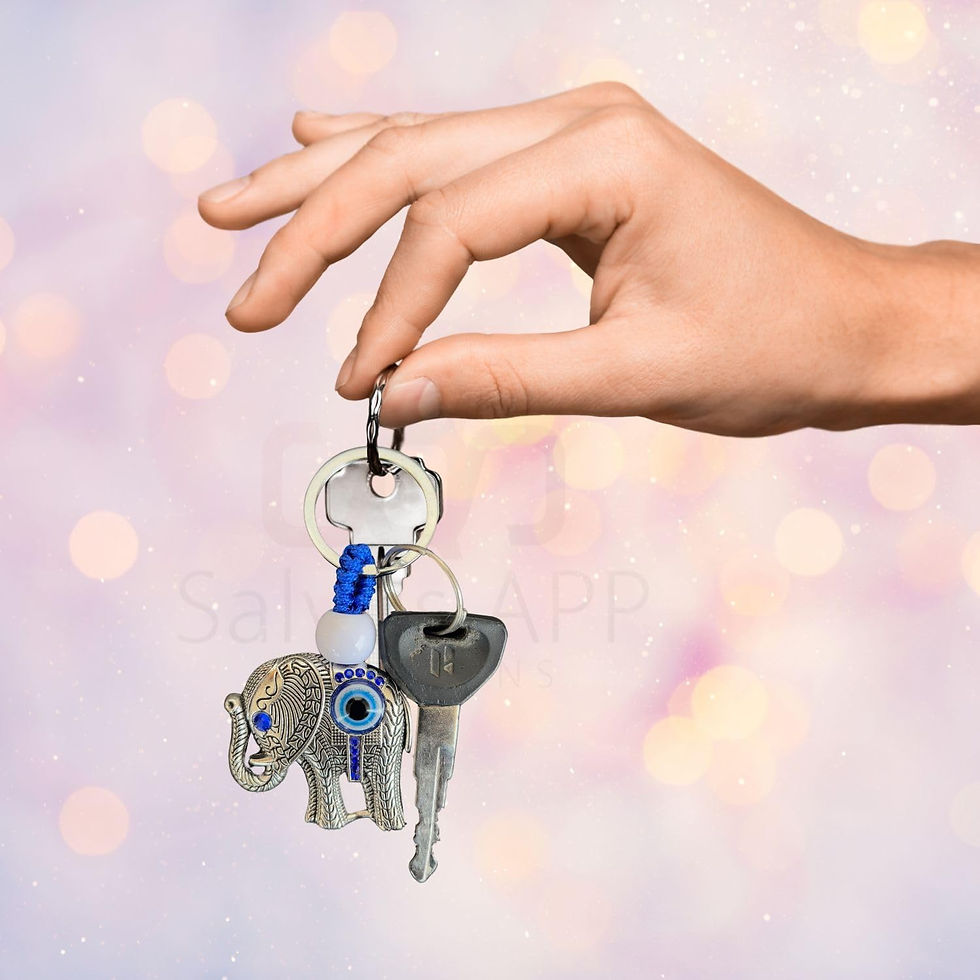 Thumbnail: Salvus APP SOLUTIONS Metal Elephant Design Keychain with Evil Eye – (2x3.5 Inch)