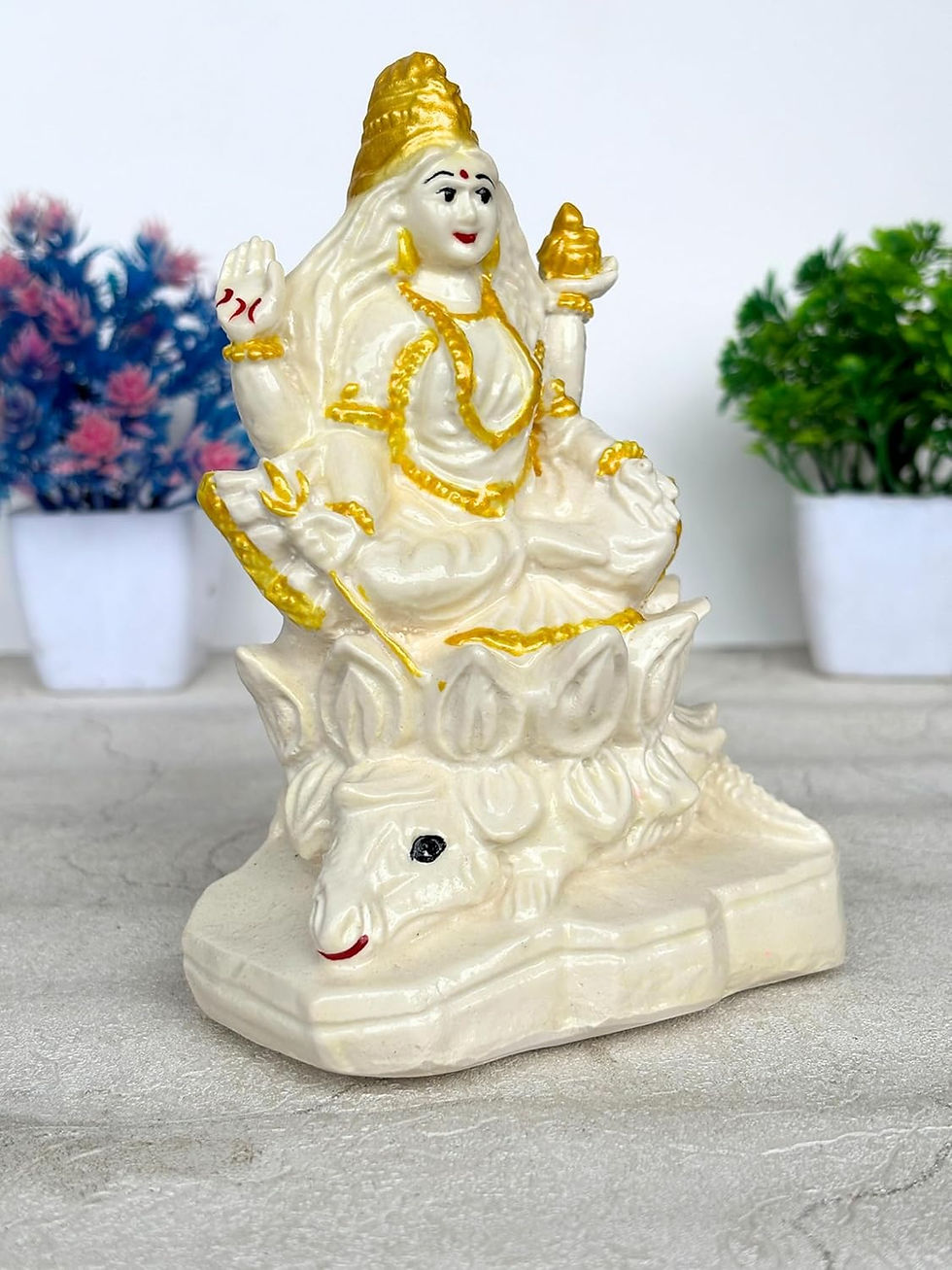 Thumbnail: Salvus APP SOLUTIONS Marble Dust Narmada MATA Idol (Golden & White_4x5.5)