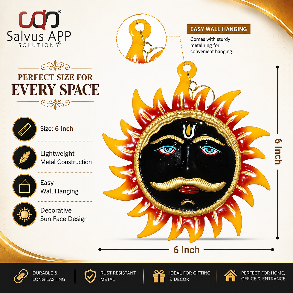 Thumbnail: Metal Black & Yellow Sun Face Wall Hanging (6 inches)