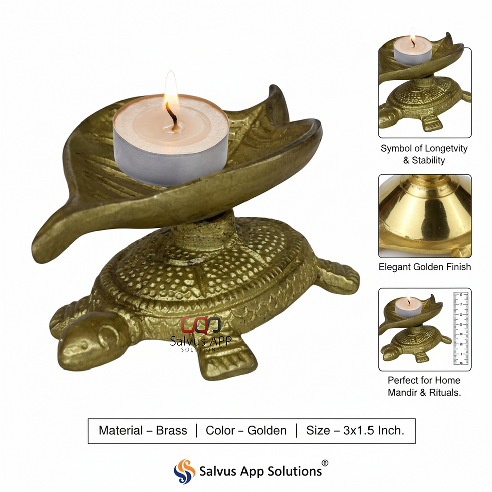 Thumbnail: Salvus APP SOLUTIONS Brass Tortoise with Oil Diya Deepak - 3x1.5 Inch