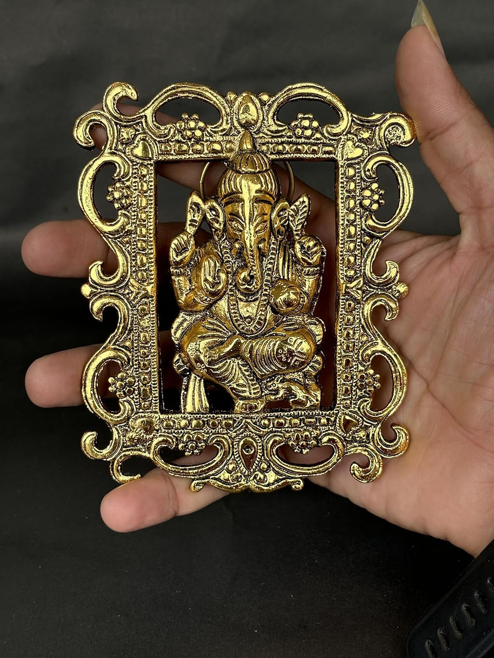 Thumbnail: Salvus APP SOLUTIONS Metal Wall Hanging Ganesh for Home Decor (4 inch_Gold)