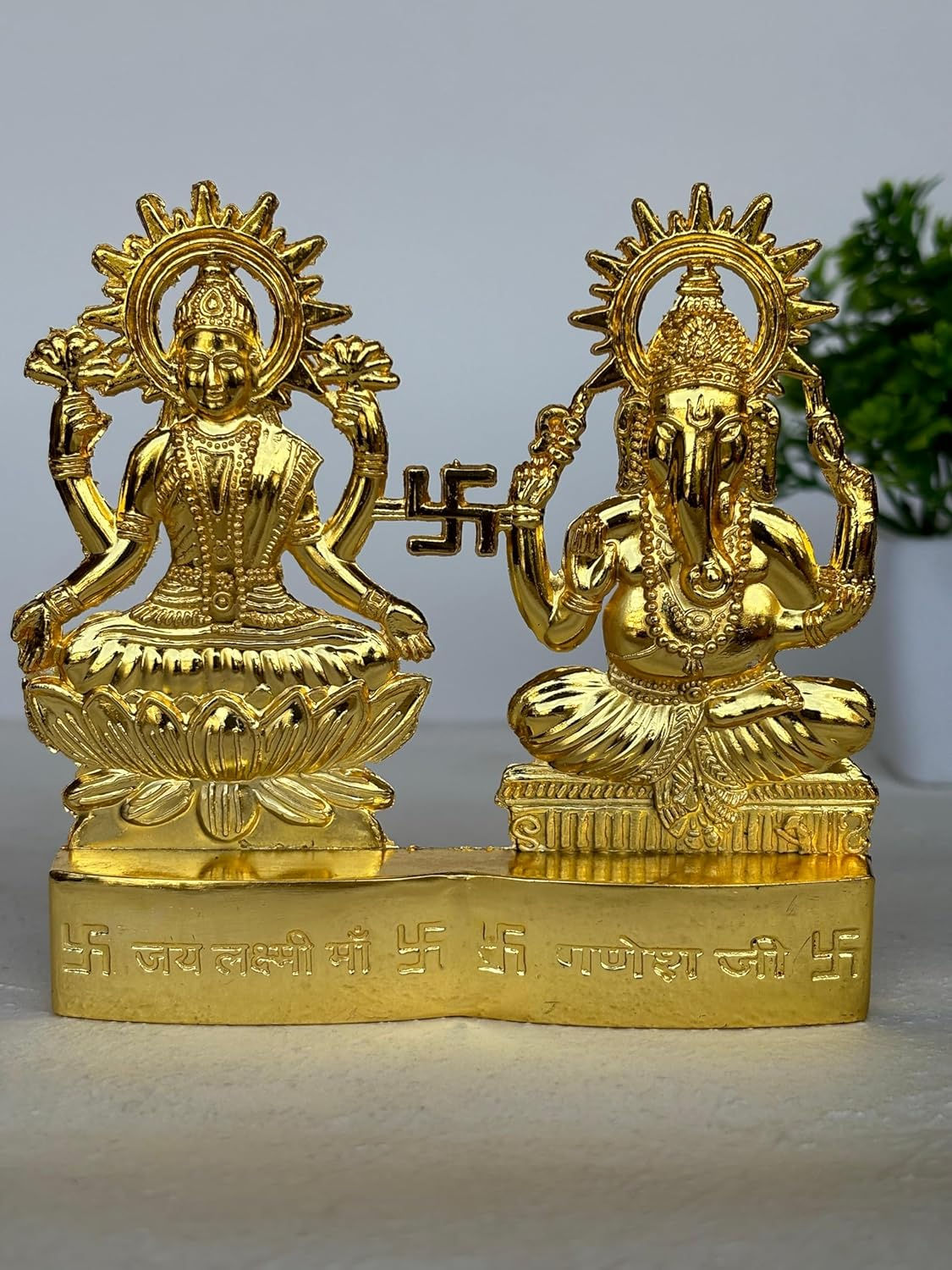Salvus APP SOLUTIONS Metal Laxmi-Ganesha Statue/Murti for Home-Office (4x4 In)
