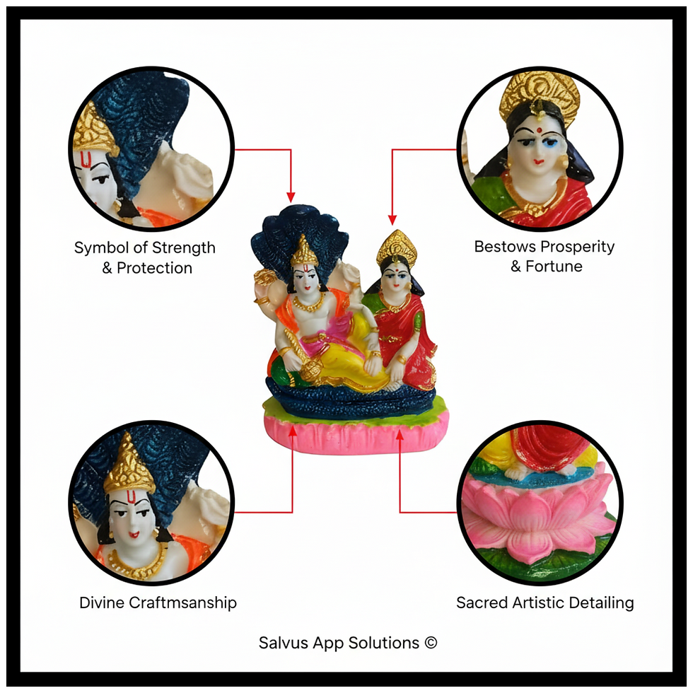 Thumbnail: Salvus APP SOLUTIONS Handmade Marble Dust Sheshnaag Vishnu ji (Multi_4.5 INCH)