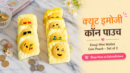 Emoji Designed Yellow Mini Wallet Coin Pouch – Cute & Practical Set of 2